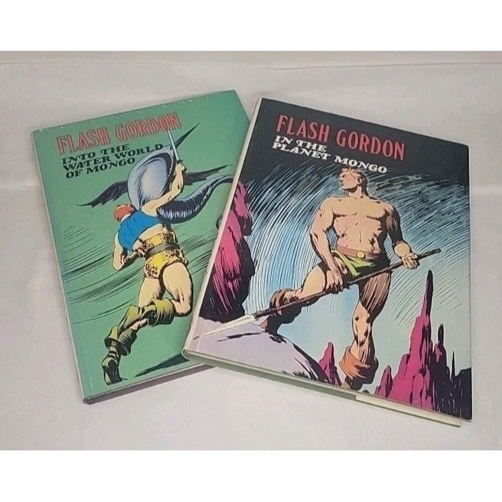 Vintage 1974 Flash Gordon Hardcover 2 Vol Set Alex Raymond Nostalgia Press w/DJ